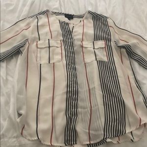 Striped blouse with front pockets